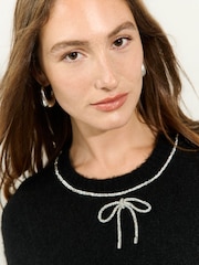 Black Embellished Crew Neck Short Sleeve Jumper with Wool - Image 5 of 8
