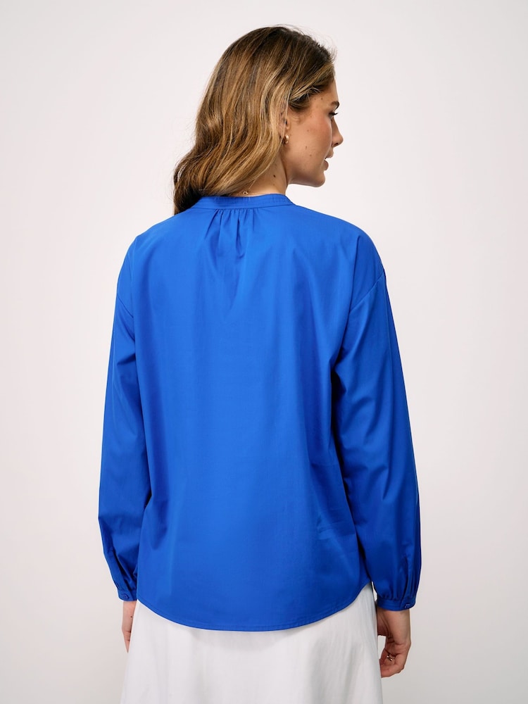 Crew Clothing Blue Louisa Button Through Blouse - Image 2 of 5 Crew Clothing Blue Louisa Button Through Blouse - Image 2 of 5