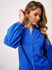 Crew Clothing Blue Louisa Button Through Blouse - Image 4 of 5