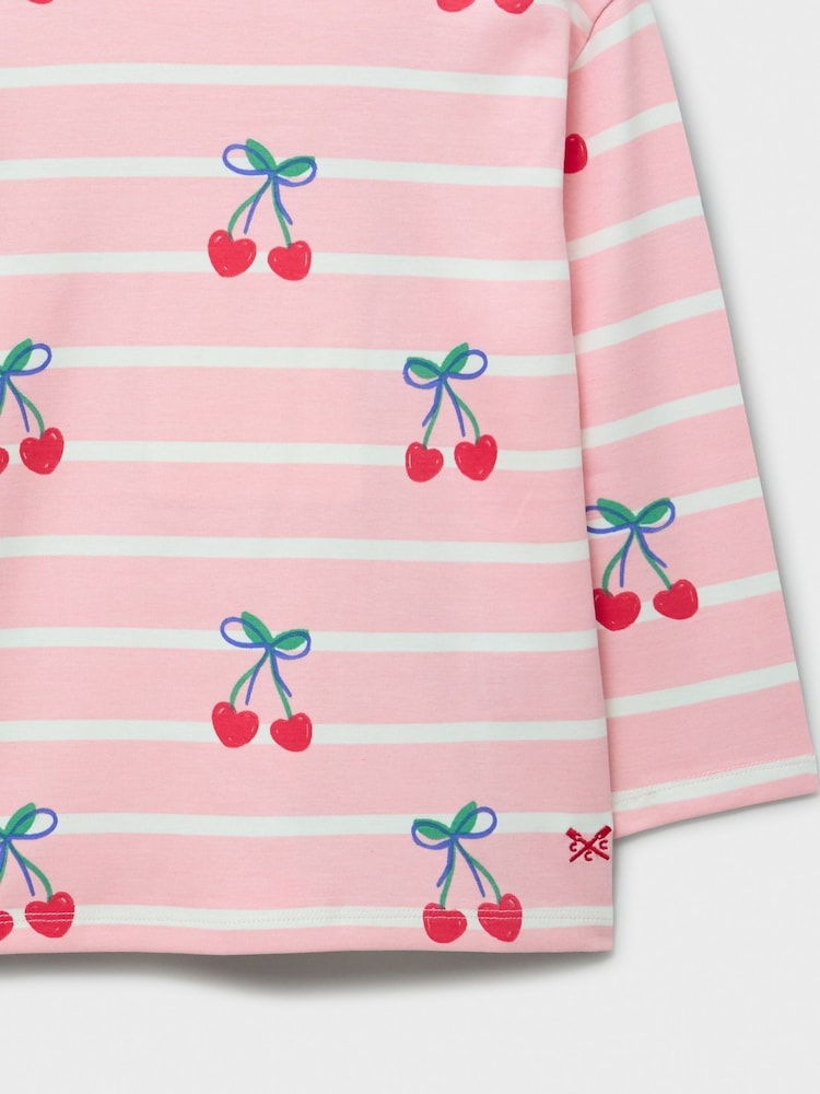 Crew Clothing Pink Breton Stripe Printed T-Shirt - Image 3 of 3
