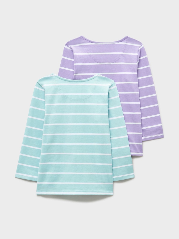 Verde - Crew Clothing Striped Cotton Breton Tops 2 Pack - Imagem 2 de 3