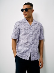 Crew Clothing Short Sleeve Tropical Print Collar Shirt - Imagen 1 de 5