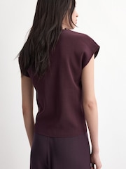 Mango Red Button Waisted Short Sleeve Top - Image 2 of 5