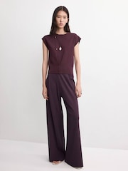 Mango Red Button Waisted Short Sleeve Top - Image 3 of 5