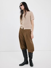 Mango Brown Open Knit Short Sleeve Cardigan - Image 2 of 4