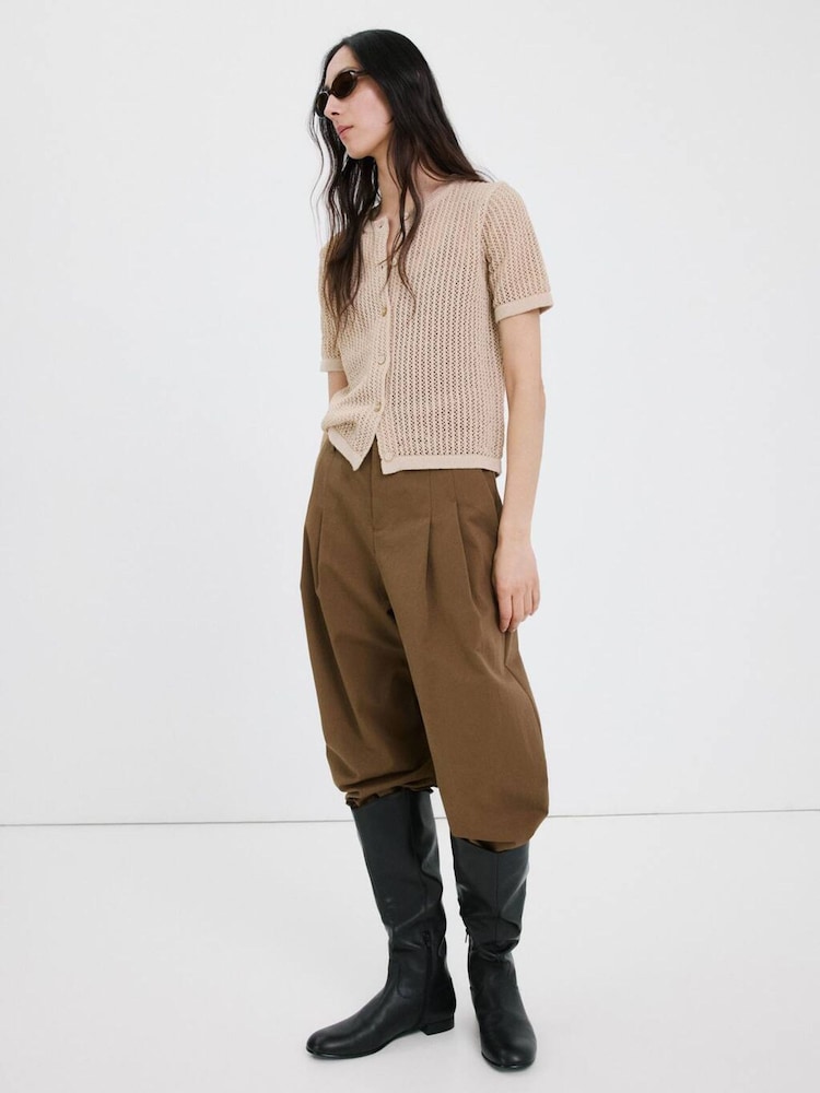 Mango Brown Open Knit Short Sleeve Cardigan - Image 2 of 4