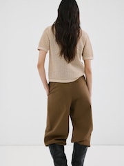 Mango Brown Open Knit Short Sleeve Cardigan - Image 3 of 4