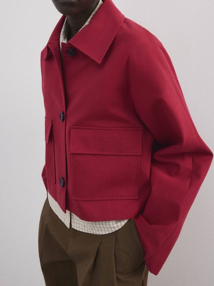 Mango Red Collared Button Up Jacket - Image 1 of 5