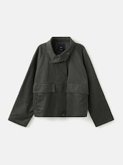 Mango Green Cotton Blend Funnel Neck Pocket Jacket - Image 6 of 6
