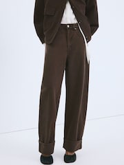 Mango Brown Mid Rise Foldover Balloon Jeans - Image 1 of 5