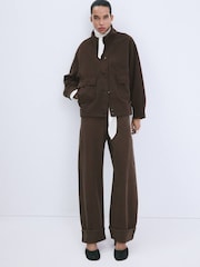 Mango Brown Mid Rise Foldover Balloon Jeans - Image 2 of 5