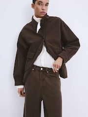 Mango Brown Mid Rise Foldover Balloon Jeans - Image 4 of 5