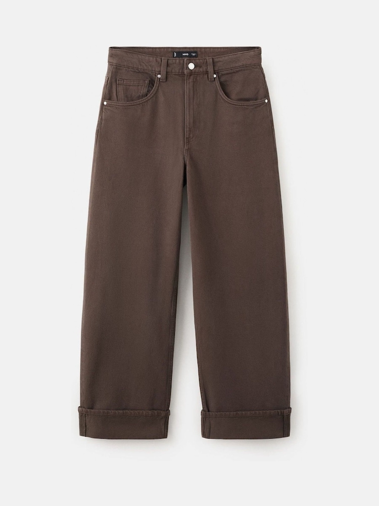 Mango Brown Mid Rise Foldover Balloon Jeans - Image 5 of 5