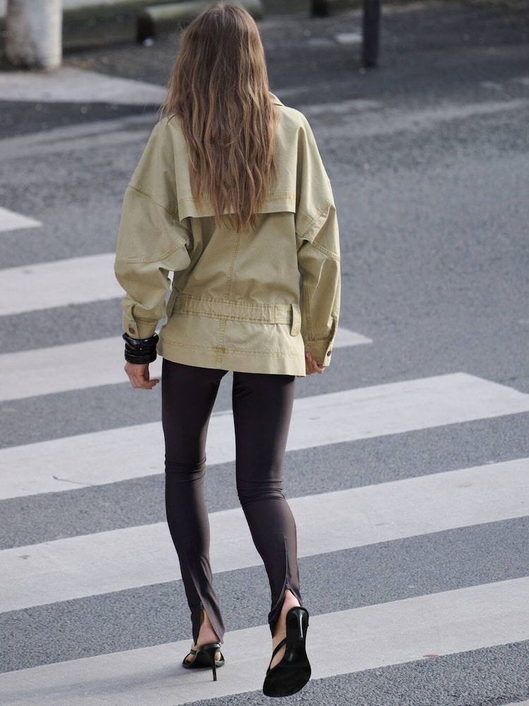 Mango Brown Drop Waist Utility Jacket - Image 2 of 5