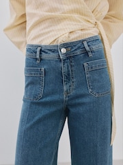 Mango Blue Pocket Detail Wide Leg Jeans - Image 5 of 6