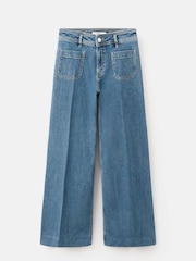 Mango Blue Pocket Detail Wide Leg Jeans - Image 6 of 6