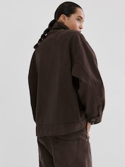 Mango Brown Button Up Funnel Neck Jacket - Image 3 of 5