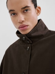 Mango Brown Button Up Funnel Neck Jacket - Image 4 of 5