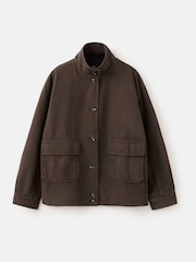 Mango Brown Button Up Funnel Neck Jacket - Image 5 of 5