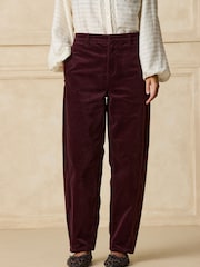 Burgundy Red Mid Rise Corduroy Barrel Jeans - Image 3 of 5