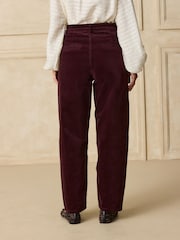 Burgundy Red Mid Rise Corduroy Barrel Jeans - Image 4 of 5