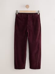 Burgundy Red Mid Rise Corduroy Barrel Jeans - Image 6 of 8