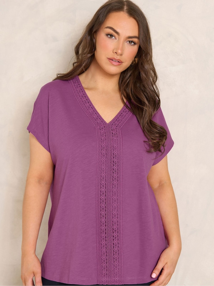 Evans Purple Crochet Trim Top - Image 1 of 5 Evans Purple Crochet Trim Top - Image 1 of 5