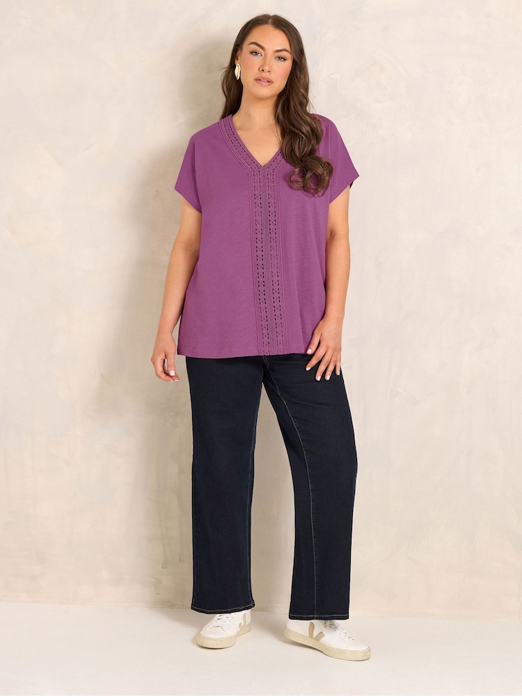 Evans Purple Crochet Trim Top - Image 2 of 5 Evans Purple Crochet Trim Top - Image 2 of 5
