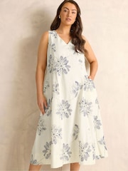 Evans Natural Linen Blend Embroidered Dress - Image 1 of 6