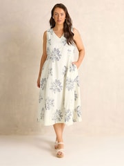 Evans Natural Linen Blend Embroidered Dress - Image 2 of 6