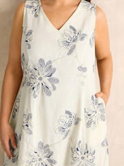 Evans Natural Linen Blend Embroidered Dress - Image 4 of 6