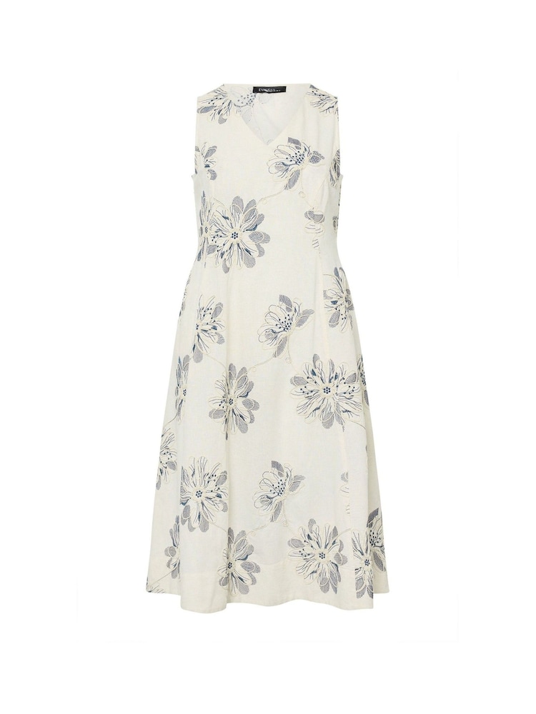 Evans Natural Linen Blend Embroidered Dress - Image 6 of 6