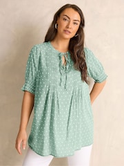 Evans Green Dobby Boho Top - Image 1 of 5