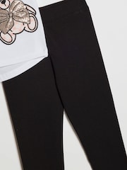River Island White Sequin Bear & Bag T-Shirt & Leggings Set - Image 4 of 5