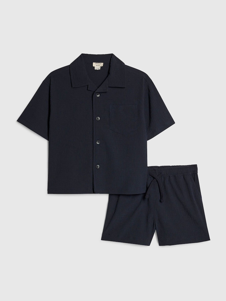 Ensemble River Island short et chemise Revere texturés - Image 1 de 1