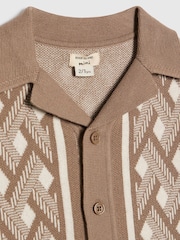River Island Natural Geo Print Knitted Shirt - Image 3 of 4