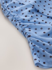 Bleu/MARRON CHOCOLAT Polka Dot - Haut cape asymétrique en maille - Image 6 de 7
