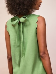 Verde - Minivestido con borde festoneado y lino de Ro&Zo - Imagen 4 de 6