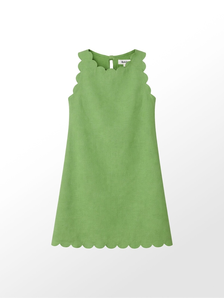 Verde - Minivestido con borde festoneado y lino de Ro&Zo - Imagen 6 de 6 Verde - Minivestido con borde festoneado y lino de Ro&Zo - Imagen 6 de 6