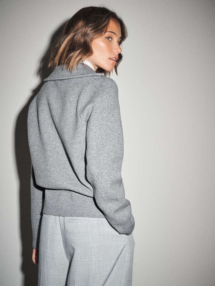 Grey Supersoft Funnel Zip Neck Jumper - Image 2 of 6