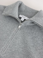 Grey Supersoft Funnel Zip Neck Jumper - Image 6 of 6