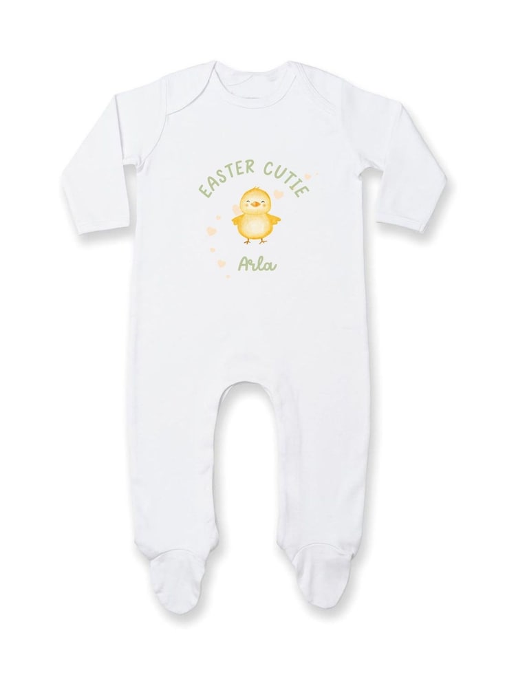 Koko Blossom White Personalised Easter Cutie Sleepsuit - Image 1 of 1 Koko Blossom White Personalised Easter Cutie Sleepsuit - Image 1 of 1