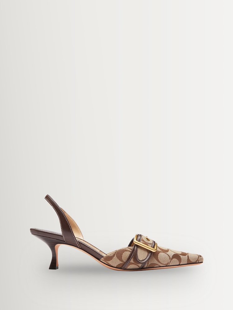 COACH Cream Margot Signature Sateen Slingback - Image 1 of 6