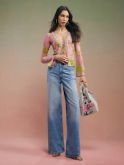 River Island Year Zero Floral Tie Front Cover Up - תמונה 1 מתוך 4