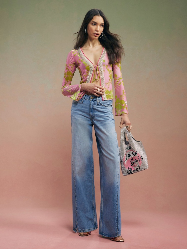 River Island Year Zero Floral Tie Front Cover Up - תמונה 1 מתוך 4