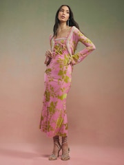 River Island Year Zero Floral Tie Front Cover Up - תמונה 4 מתוך 4