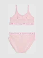 River Island Pink Ruched Crop Top & Briefs Set - Image 1 of 4