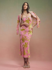 River Island Pink Year Zero Floral Embellished Slip Dress - Image 1 of 4