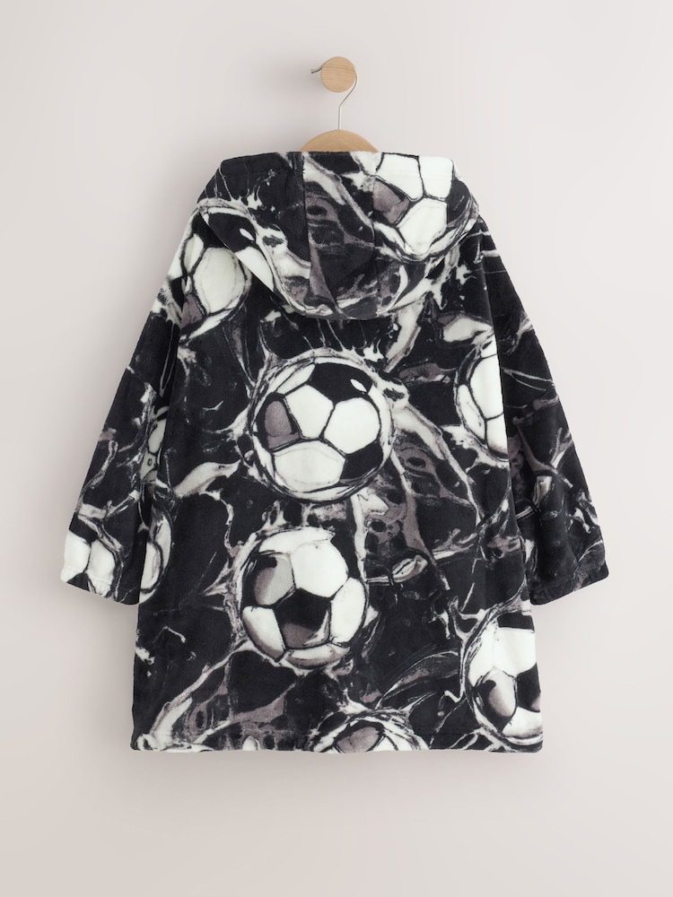 Black/White Football Fleece Poncho (5-16yrs) - Image 2 of 4
