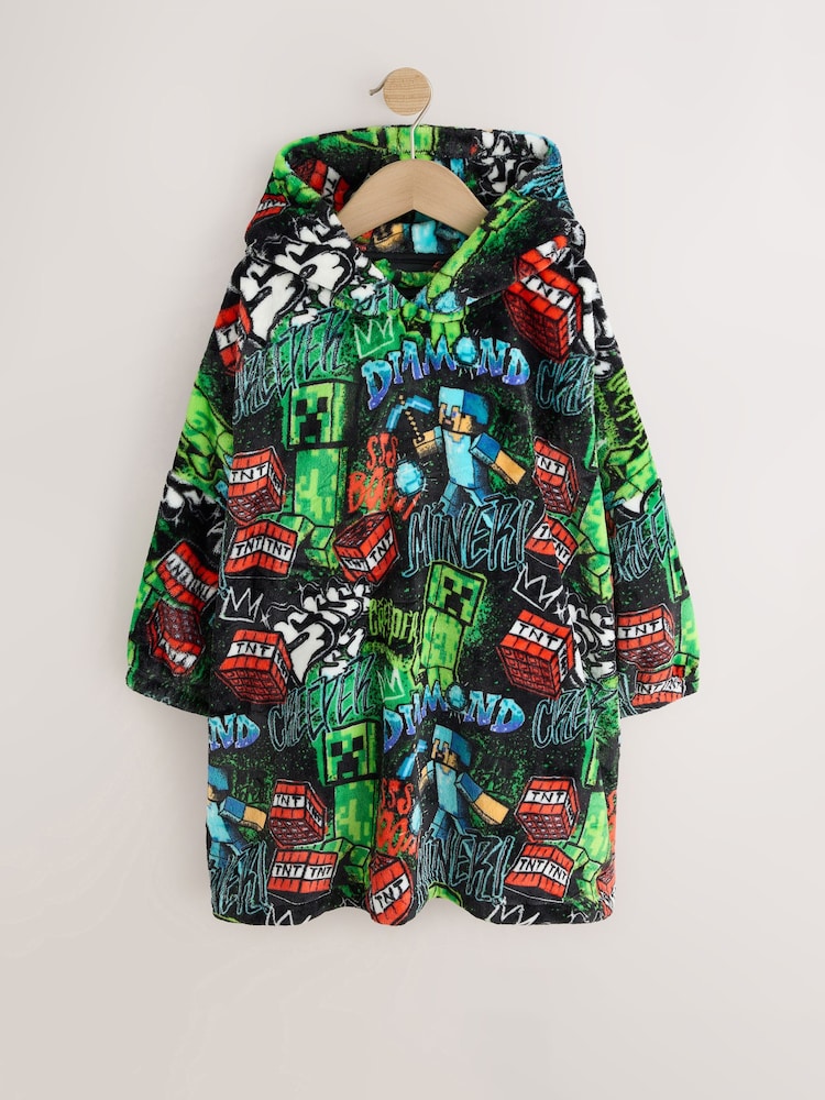All Over Minecraft Grafitti Fleece Poncho (5-16yrs) - Image 1 of 4 All Over Minecraft Grafitti Fleece Poncho (5-16yrs) - Image 1 of 4